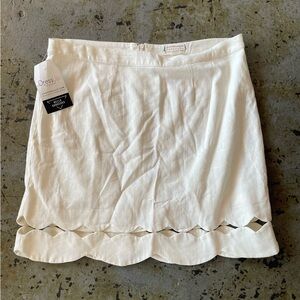 NWT Loveriche Scalloped Hem Cream Mini Skirt in Cotton Fabric Size Large
